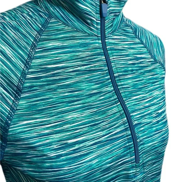EXERTEK ATHLETIC HALF ZIP STRIPED/HEATHERED PULLOVER WITH THUMB HOLE - Picture 6 of 7